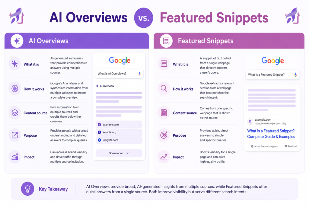 AI Overviews vs. Featured Snippets